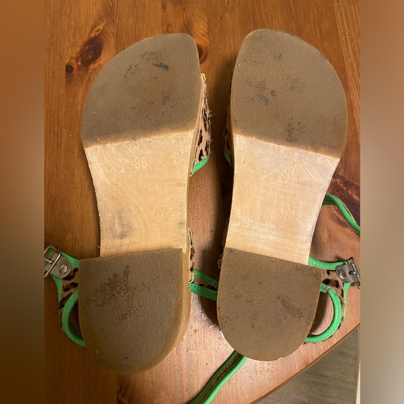 COPY - Swedish Hasbeens - wood, neon green, leopard - size 8 - Picture 5 of 8